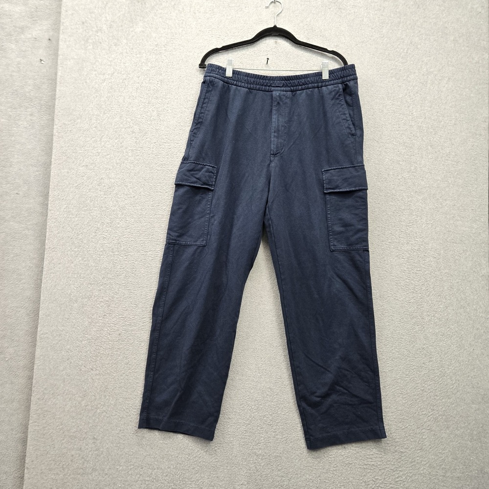 Uniqlo Men Pants L Navy Blue Cargo 27" Inseam Logo Outdoor Jersey Easy